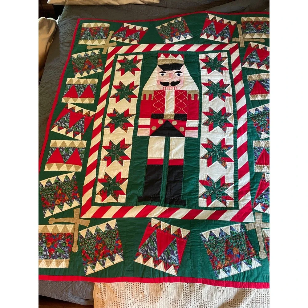 American Pacific Nutcracker Christmas Quilt Wall Hanging Cotton Holiday Decor